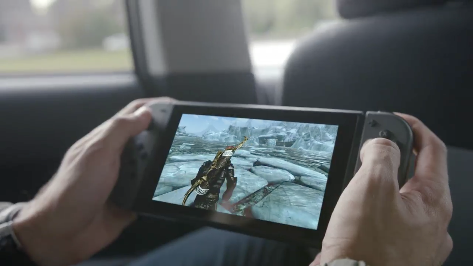 Skyrim being played in Handheld mode.