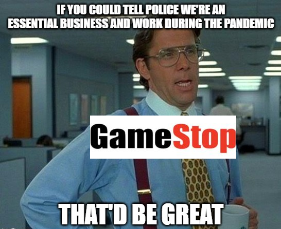 Gamestop claiming to be essential