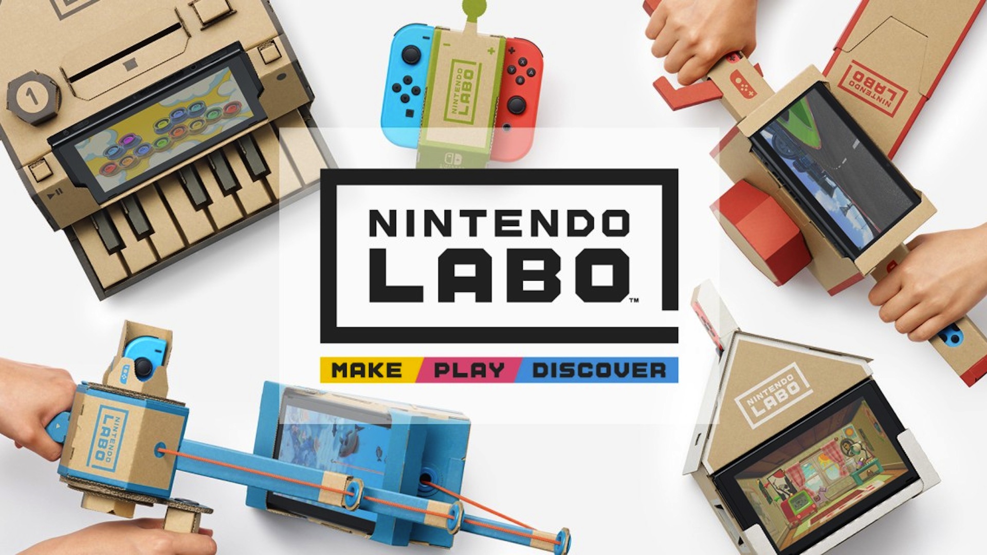 Nintendo Labo logo above the variety kit of carboard items